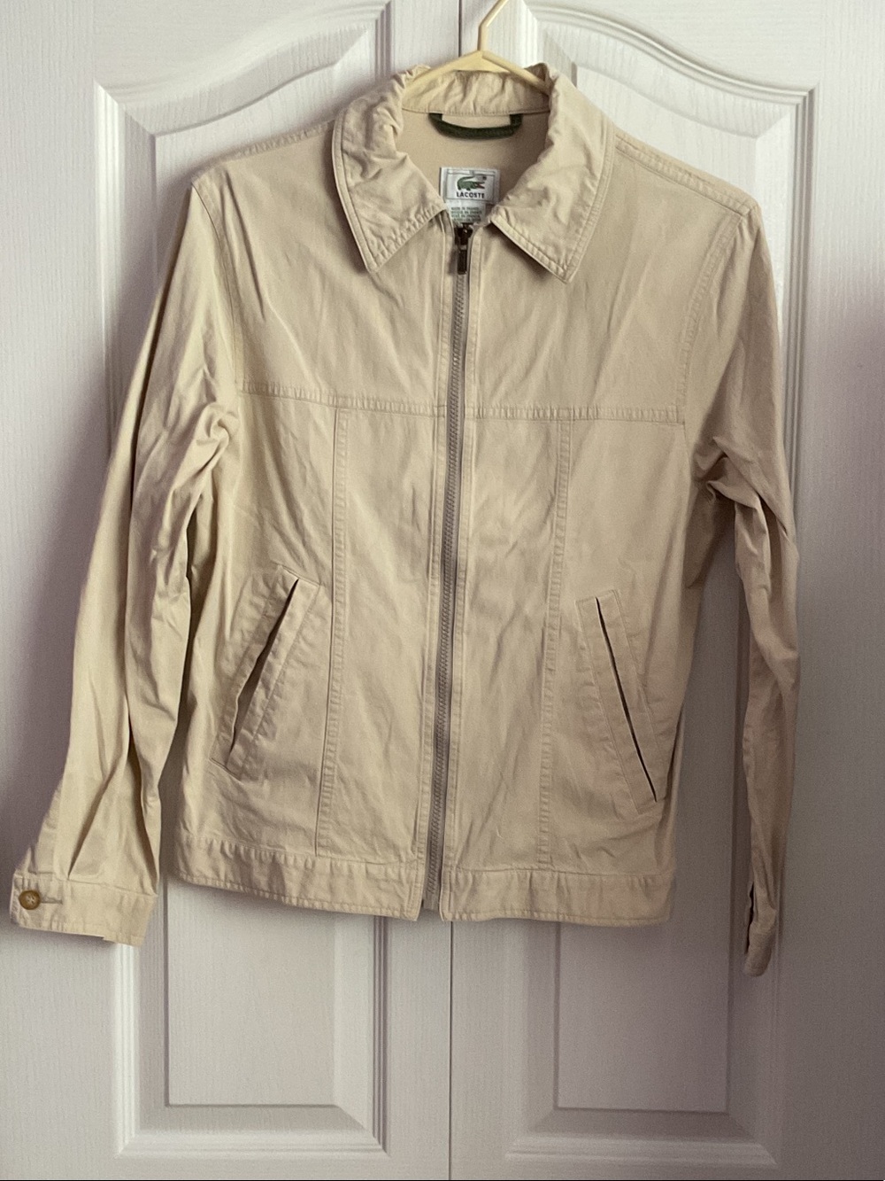 LACOSTE Light Beige Zip-Up Utility Jacket